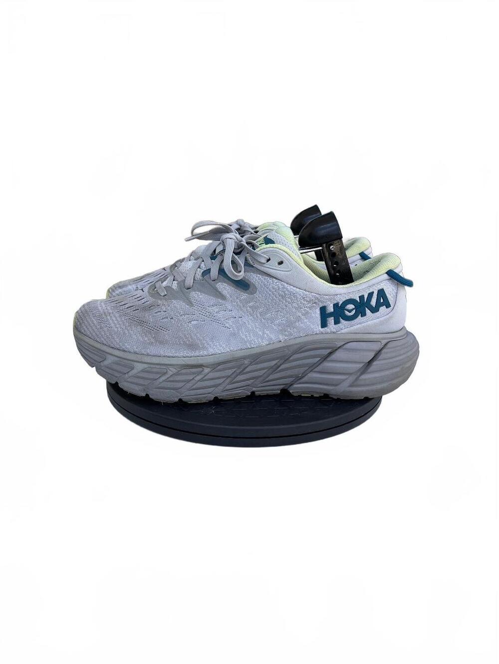 HOKA Men's Gray and Green Running Sneakers, Size 8, Lightweight and Cushioned